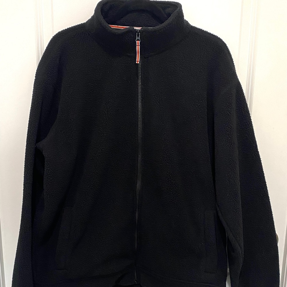 Orvis Black Sherpa Fleece Full Zip Jacket with Pockets-Men's Large